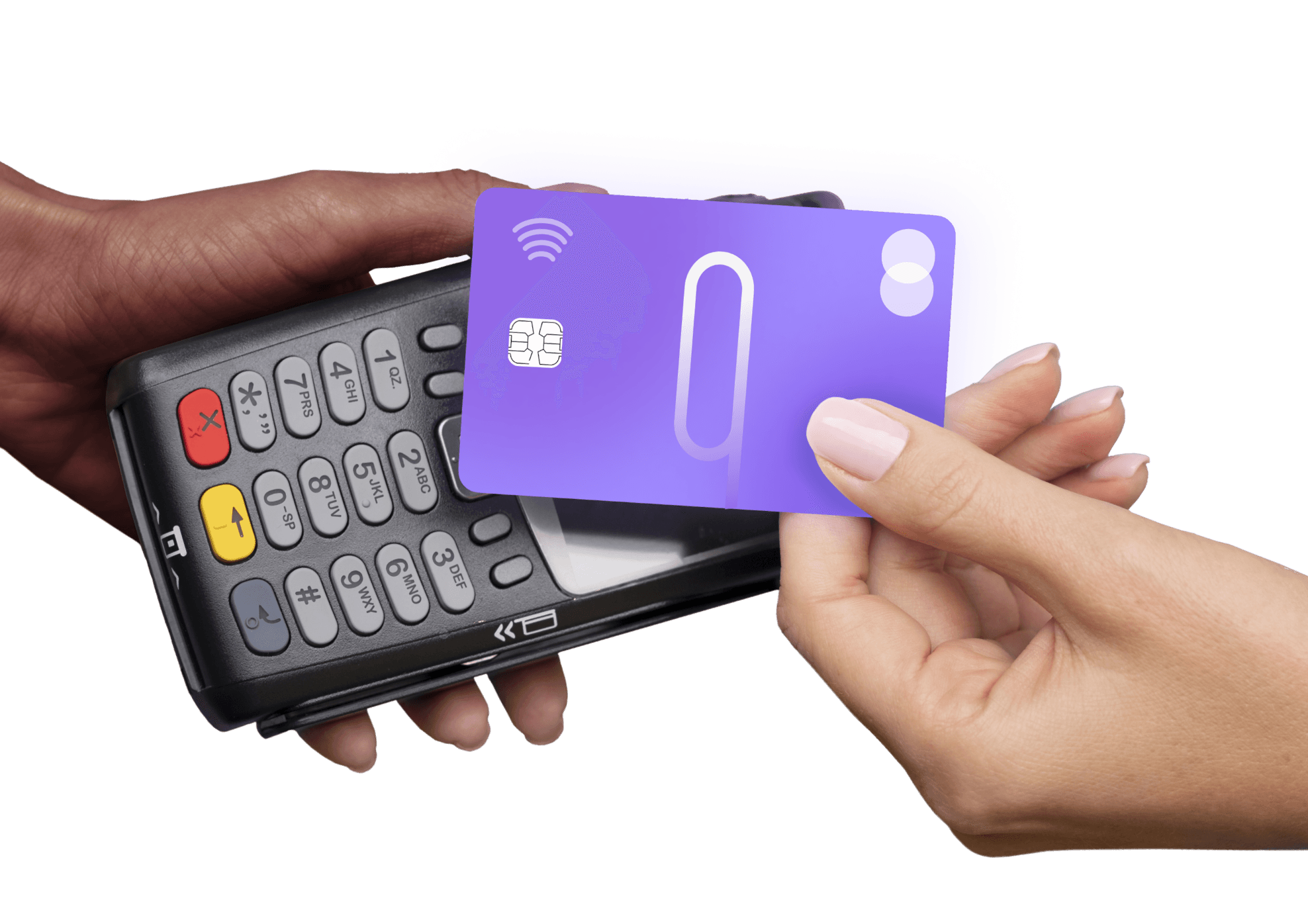 Hand paying with Mizan card on POS terminal